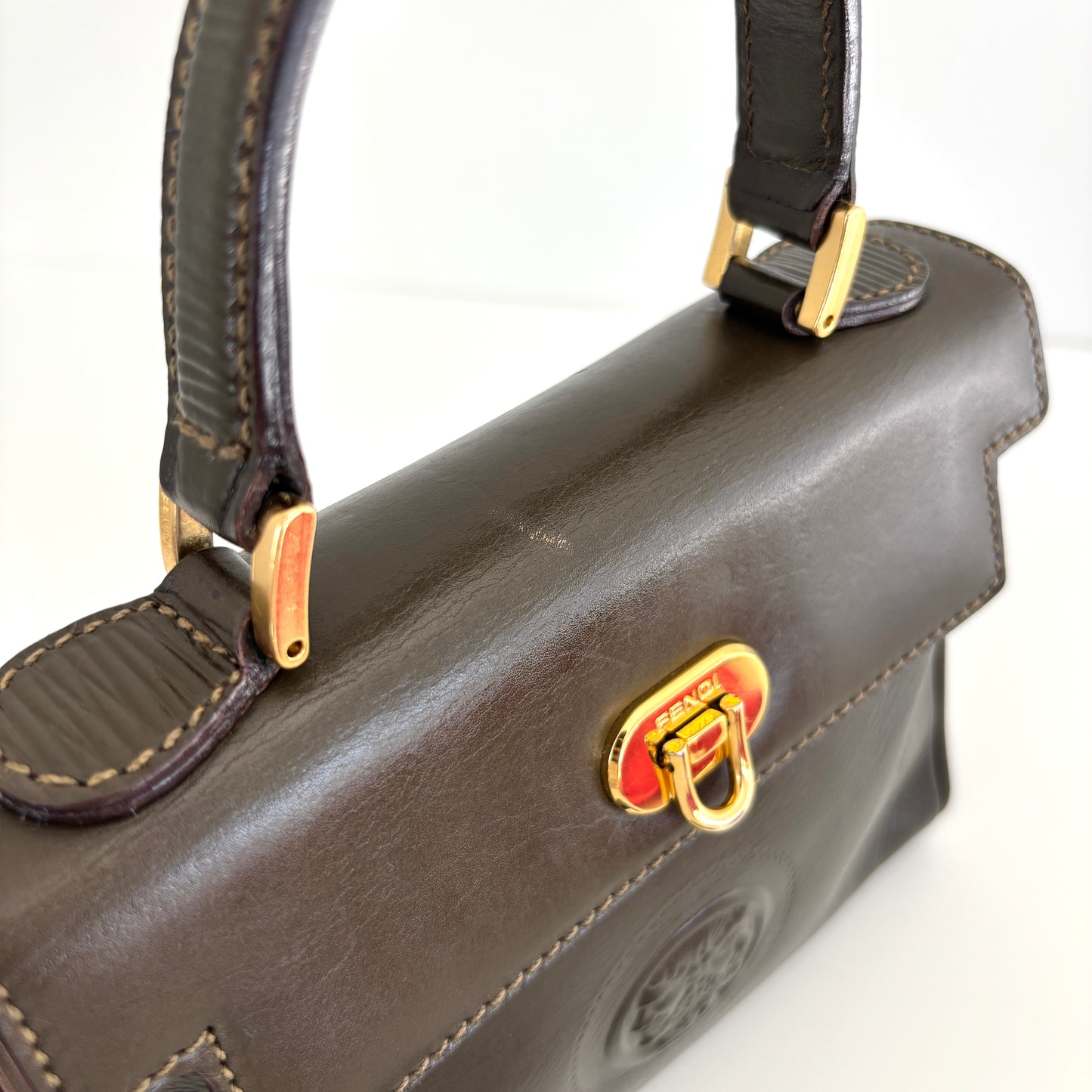 FENDI Leather Janus Mini Olive Green