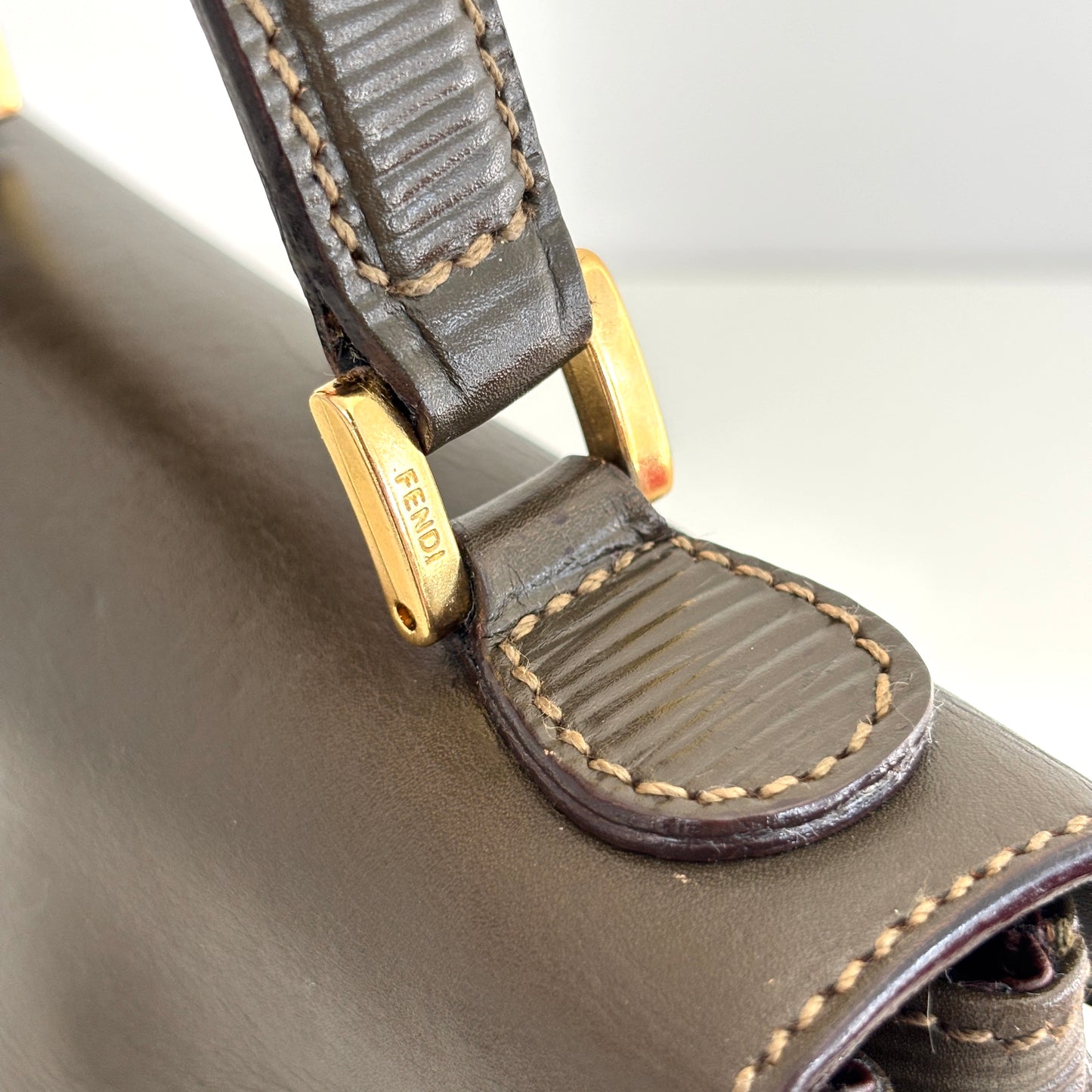 FENDI Leather Janus Mini Olive Green
