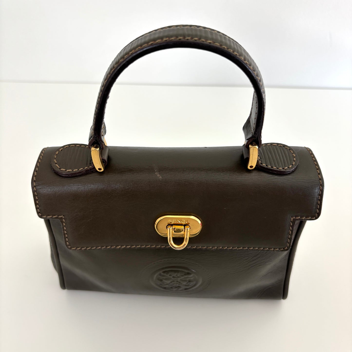 FENDI Leather Janus Mini Olive Green