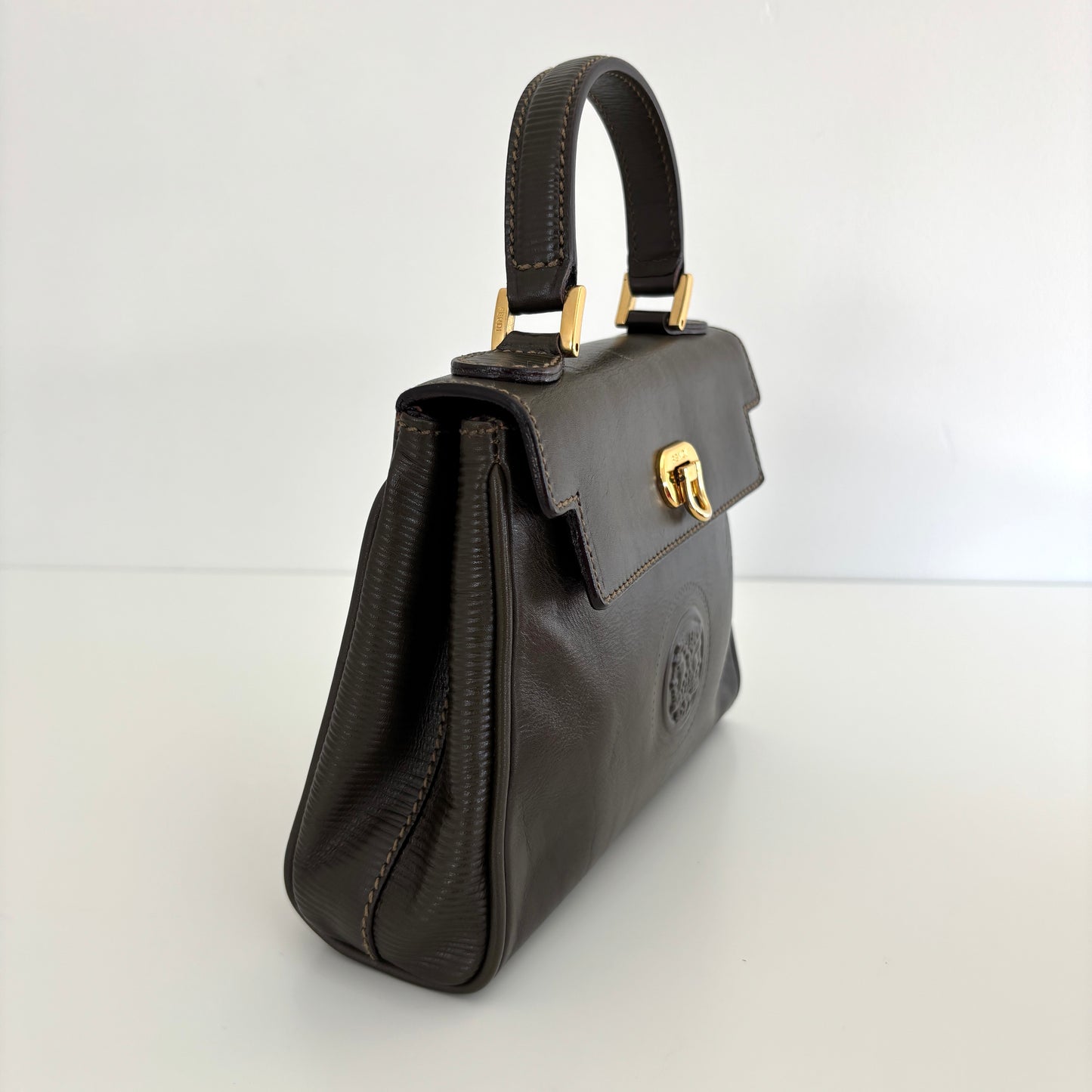 FENDI Leather Janus Mini Olive Green