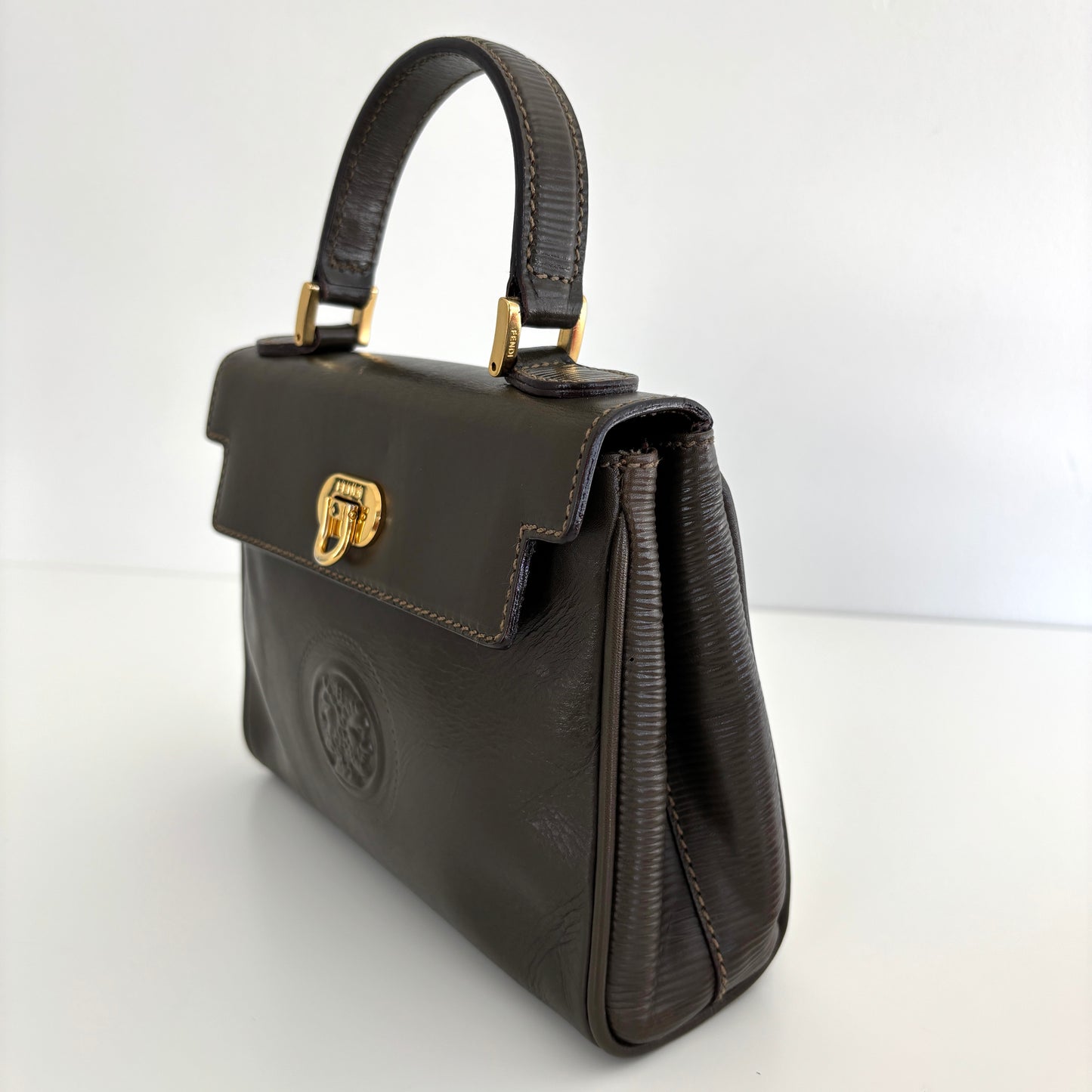FENDI Leather Janus Mini Olive Green