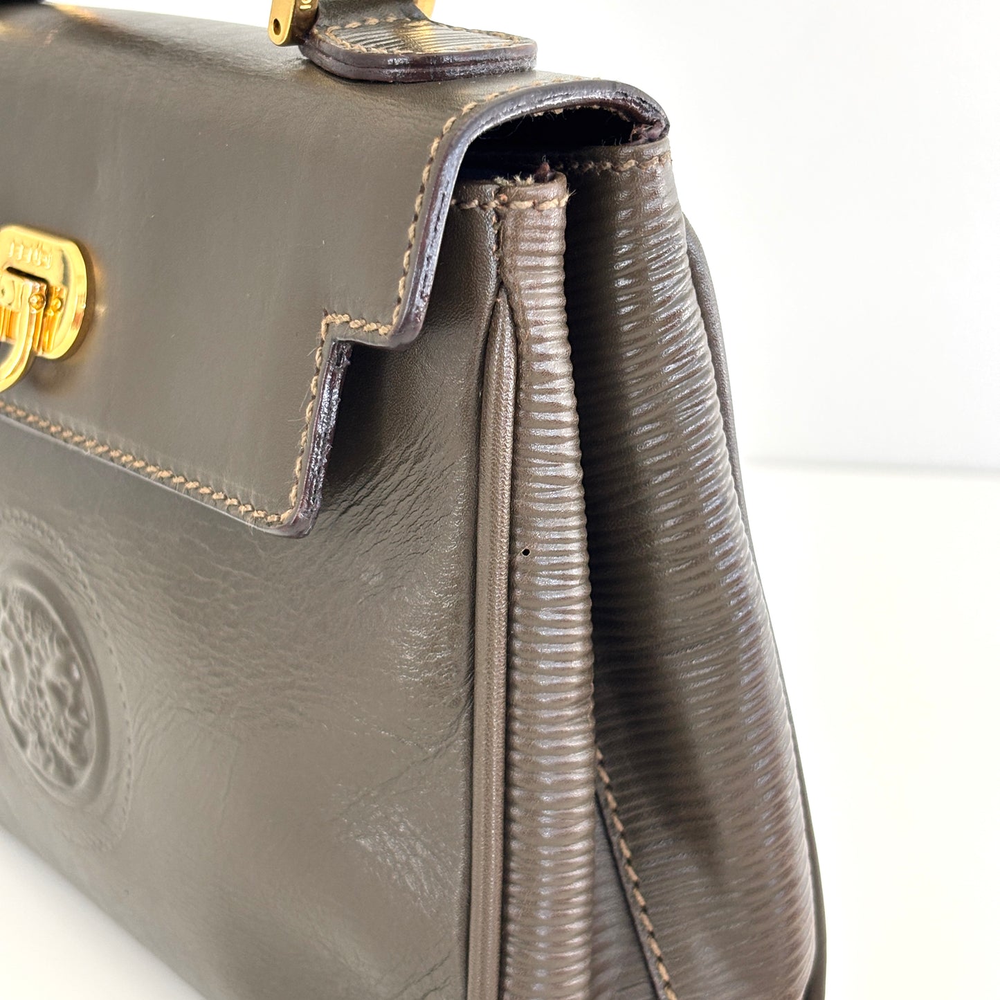 FENDI Leather Janus Mini Olive Green