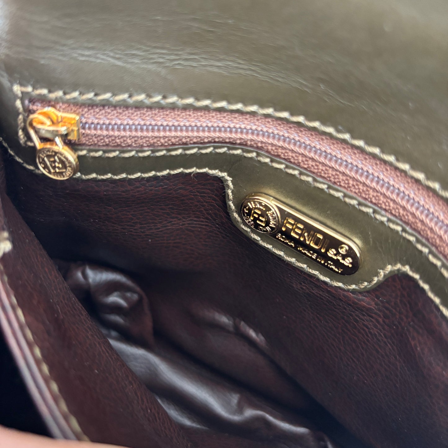 FENDI Leather Janus Mini Olive Green
