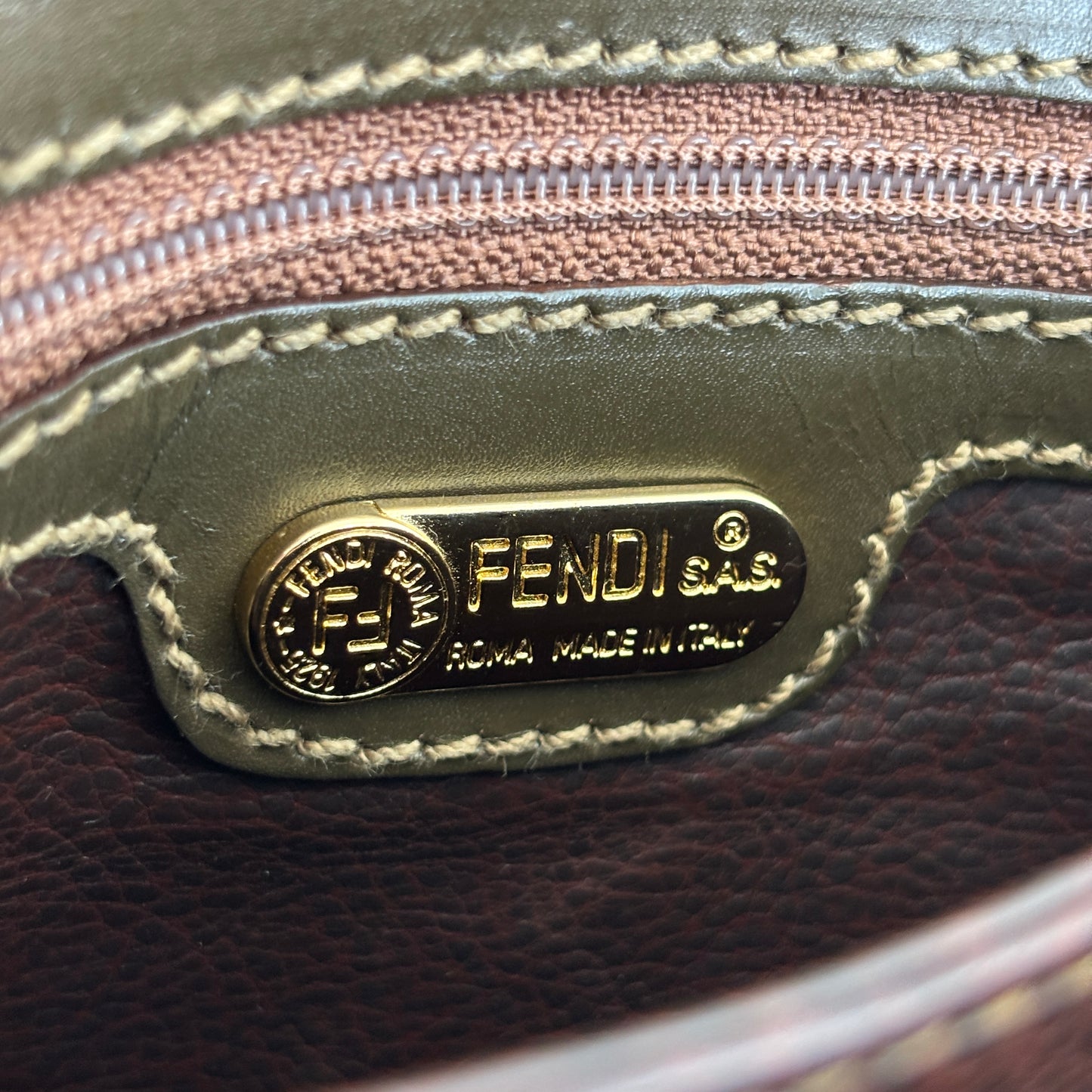 FENDI Leather Janus Mini Olive Green