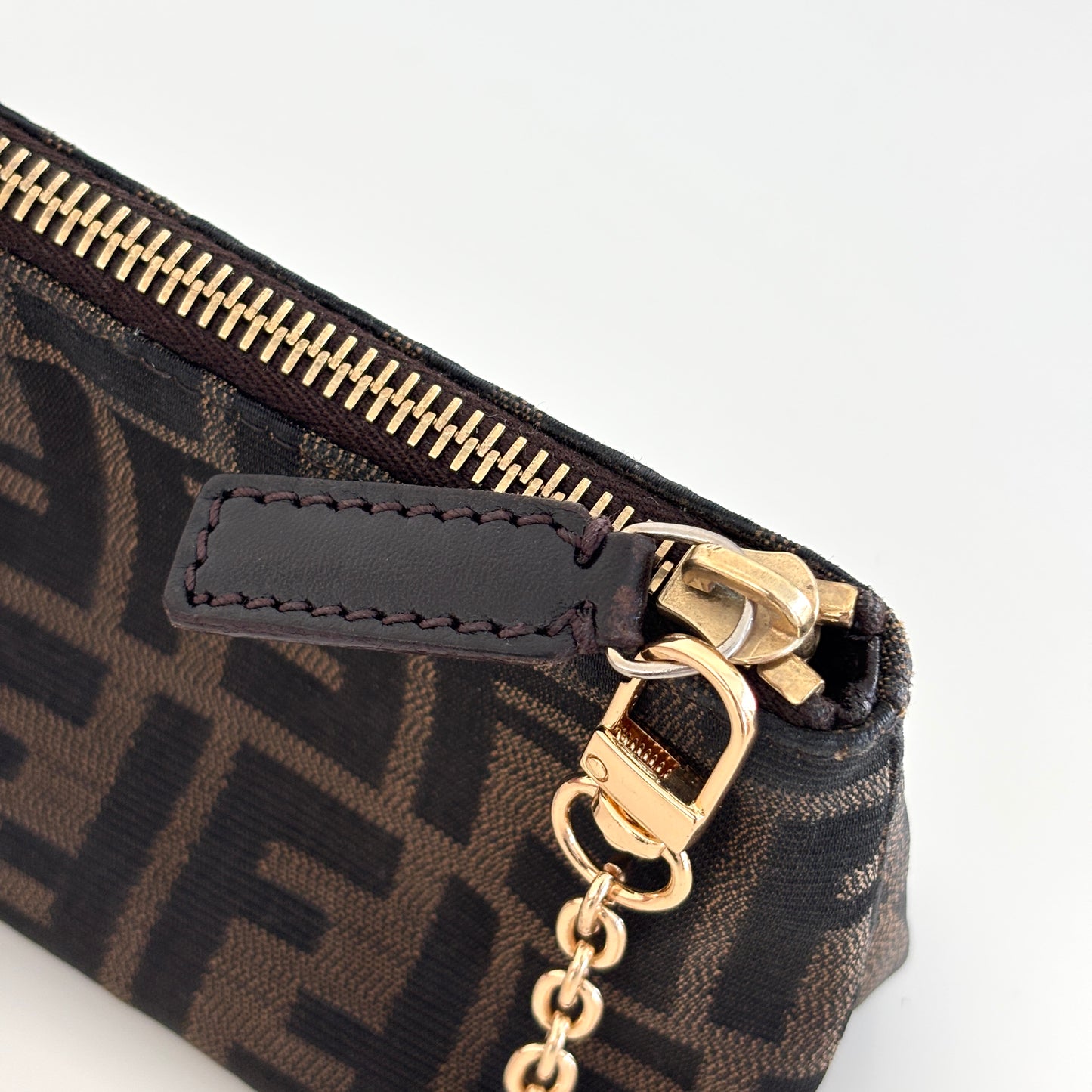 FENDI Zucca Canvas Pouch with Chain