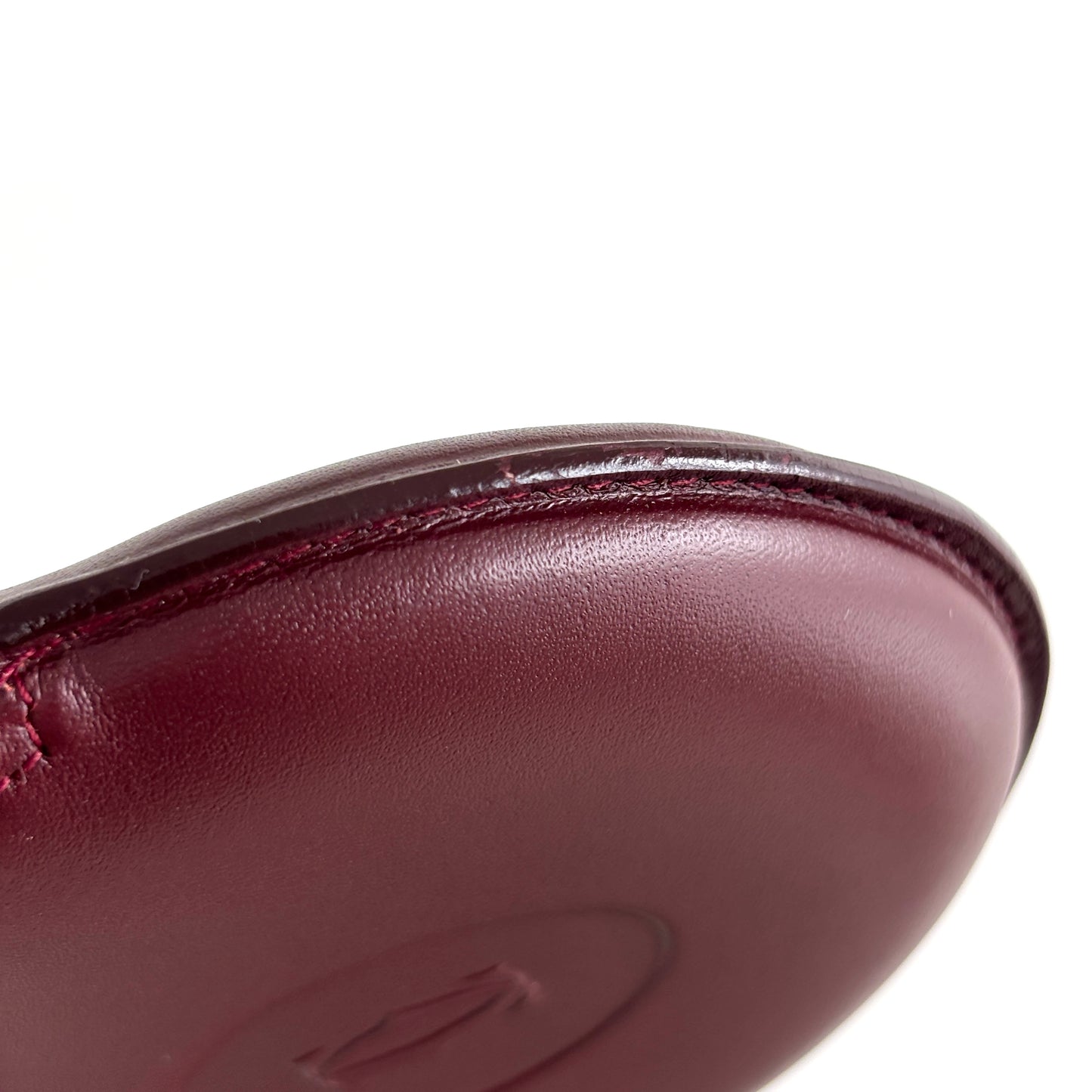 CARTIER Leather Coin Purse Round Burgundy