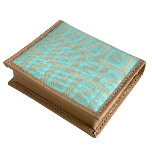 FENDI Zucchino Canvas Coin Purse Aqua
