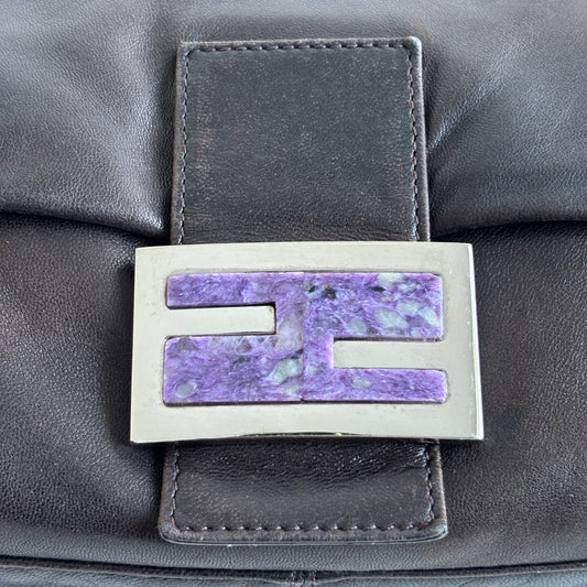 FENDI Lambskin Mamma Baguette Brown