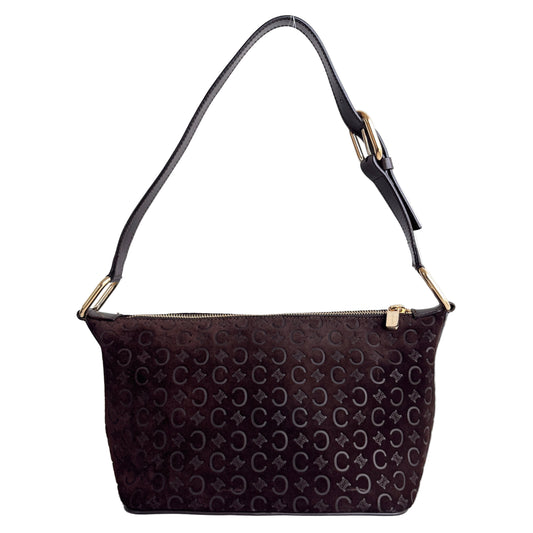 CELINE Macadam Suede Shoulder Bag Brown
