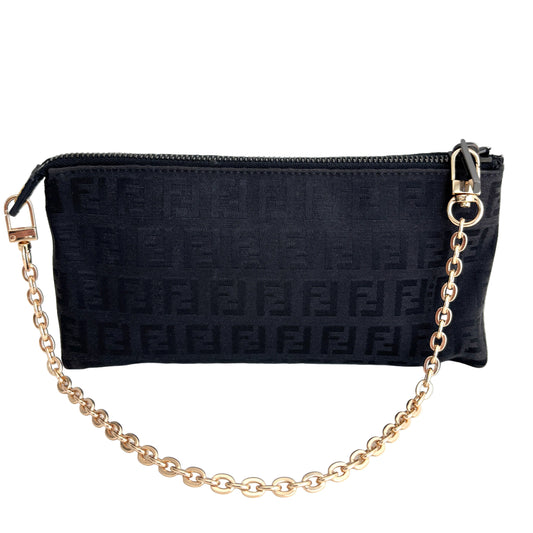 FENDI Zucchino Canvas Pouch Black