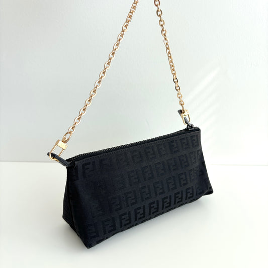 FENDI Zucchino Canvas Pouch Black