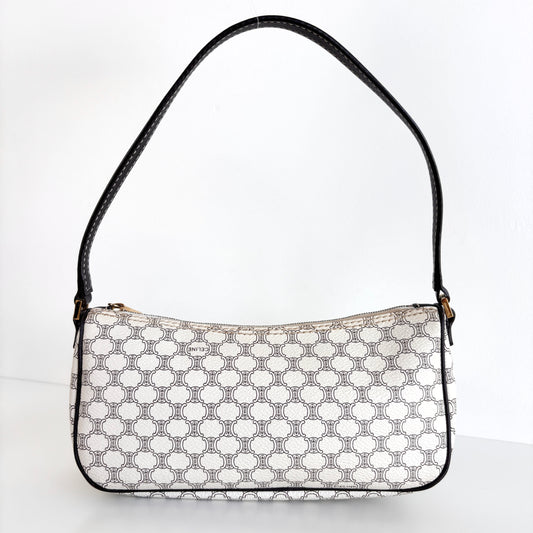 CELINE Macadam Canvas Pochette White