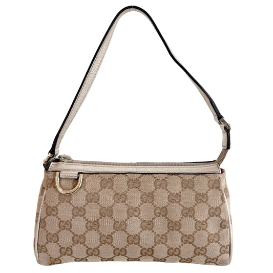 GUCCI Monogram Canvas Abbey Pochette Beige/Silver