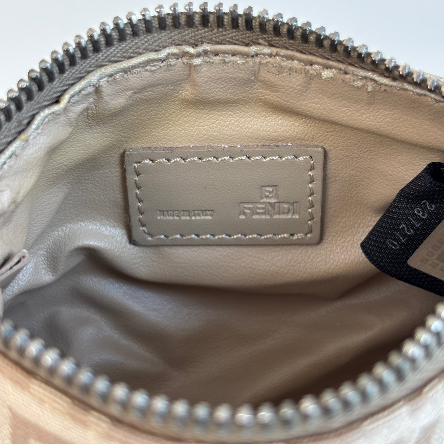 FENDI Zucchino Canvas Mini Pouch Beige