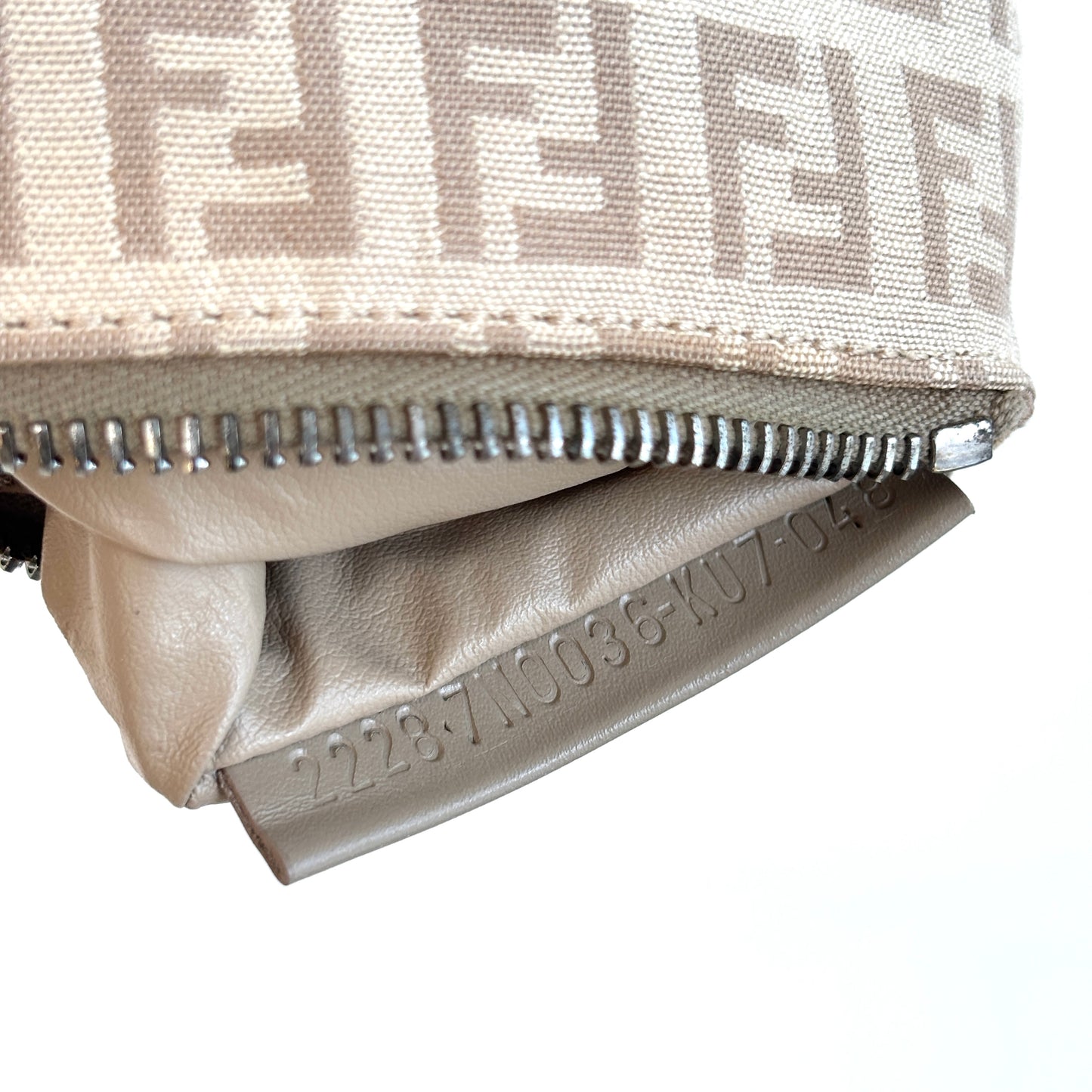 FENDI Zucchino Canvas Mini Pouch Beige