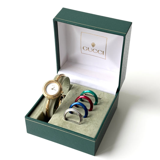 GUCCI Change Bezel Watch Bangle + 5 Bezels Box Set