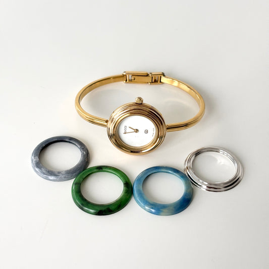 GUCCI Change Bezel Watch Bangle + 5 Bezels (Rare)