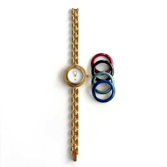 GUCCI Change Bezel Watch Rice Link + 4 Bezels