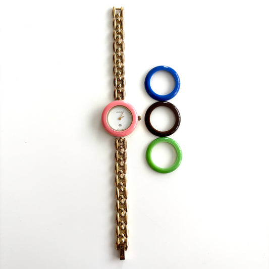 GUCCI Change Bezel Watch Rice Link + 4 Bezels