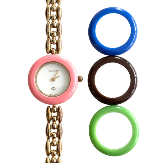 GUCCI Change Bezel Watch Rice Link + 4 Bezels