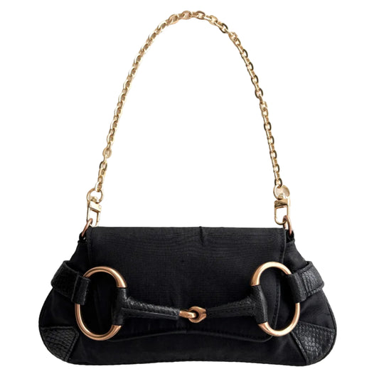 GUCCI Horsebit Canvas Mini Bag Black