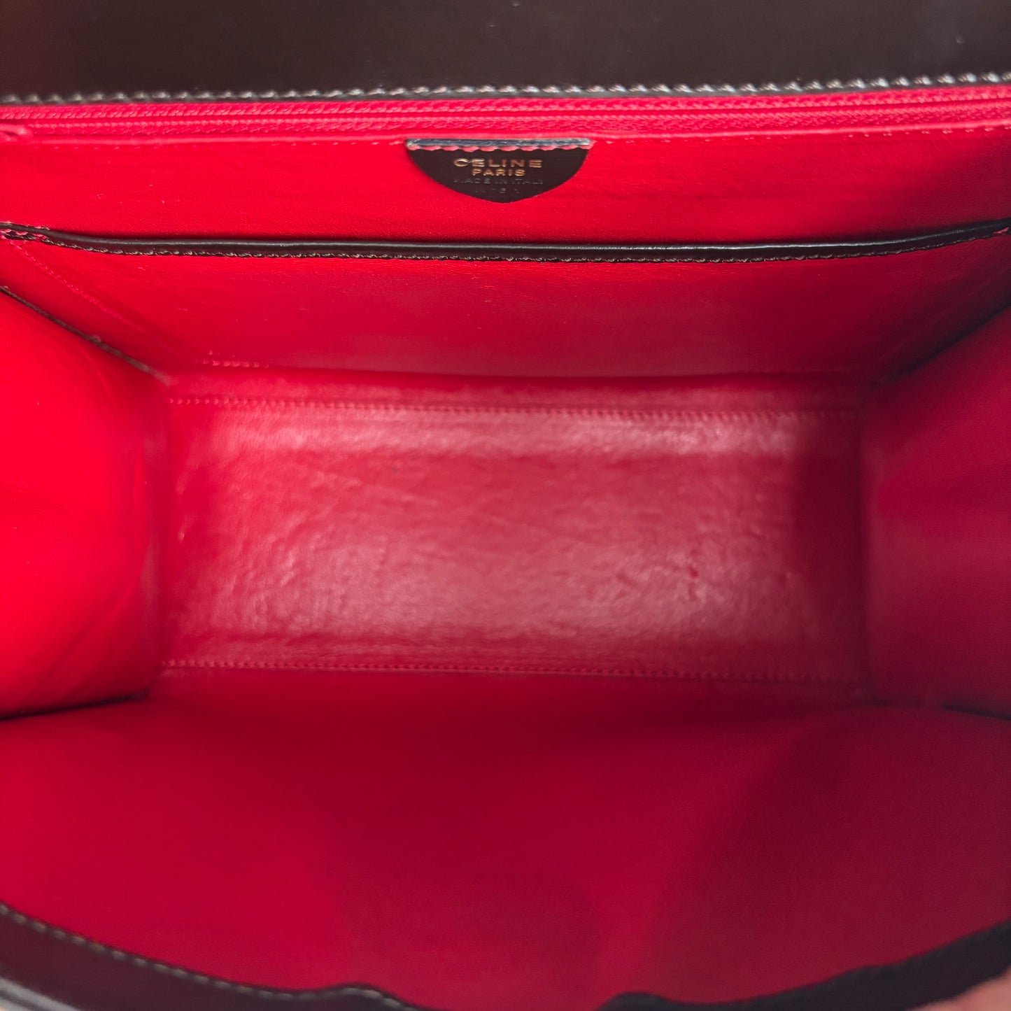 CELINE Leather Top Handle Bag Brown