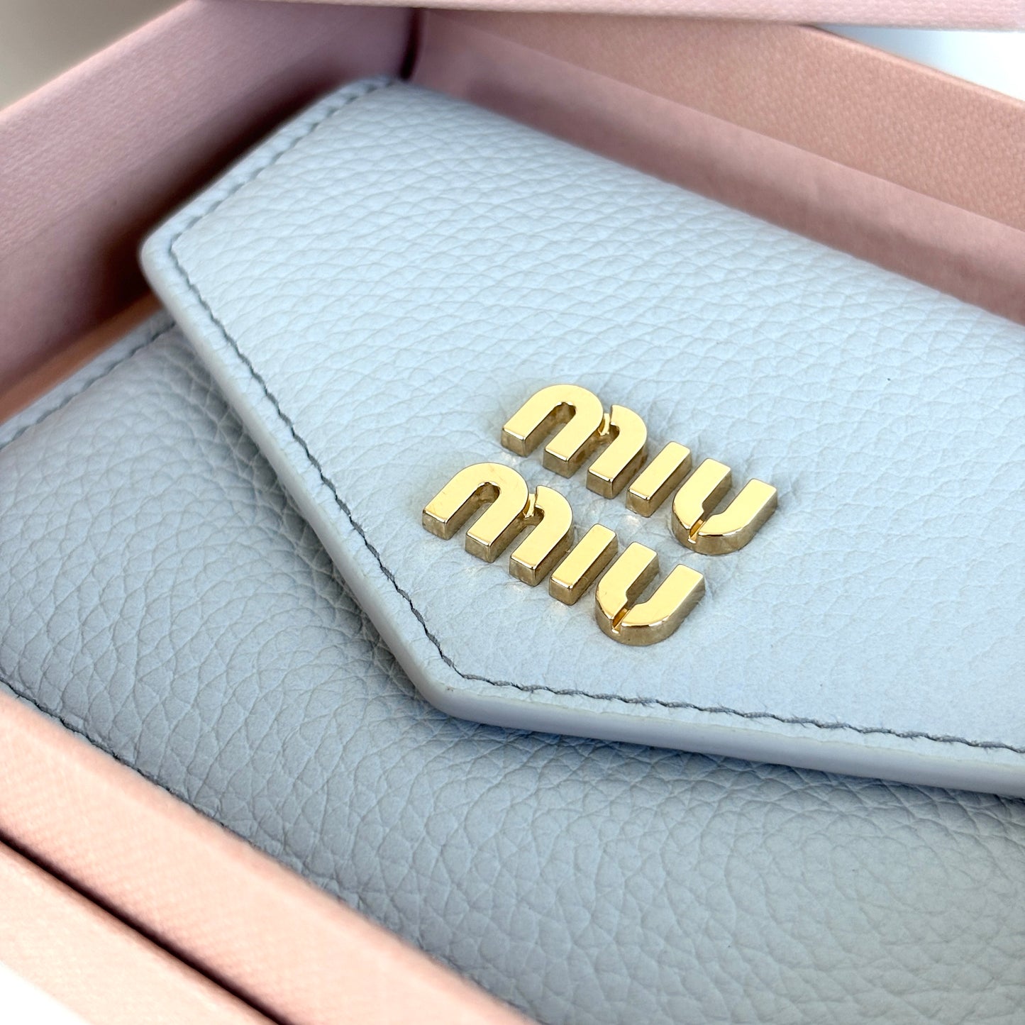 MIU MIU Leather Card Holder Blue