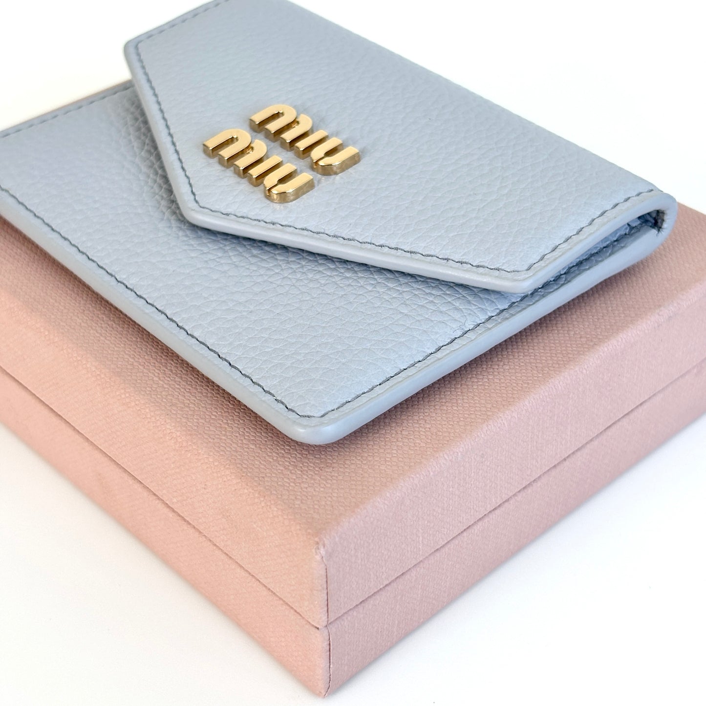 MIU MIU Leather Card Holder Blue