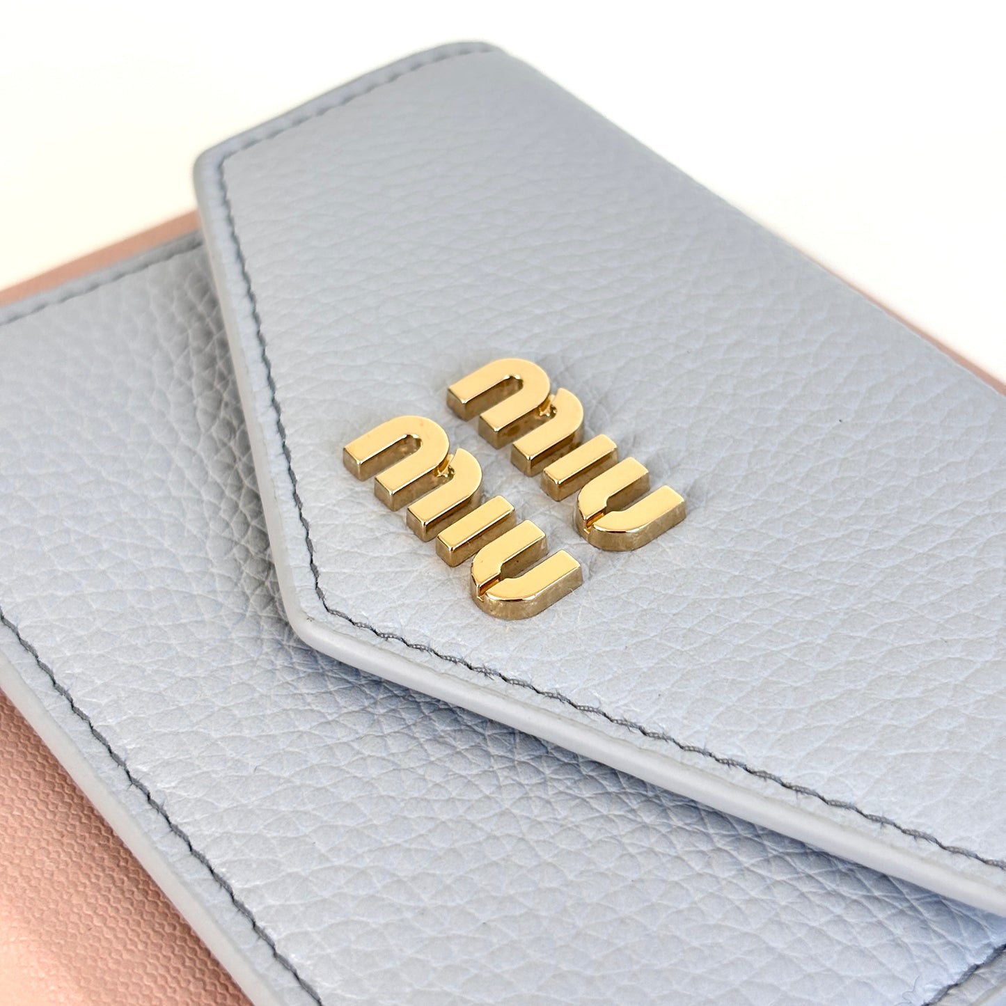MIU MIU Leather Card Holder Blue