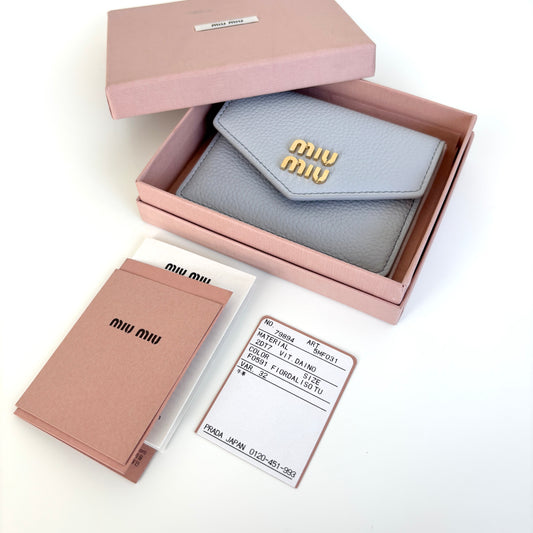 MIU MIU Leather Card Holder Blue