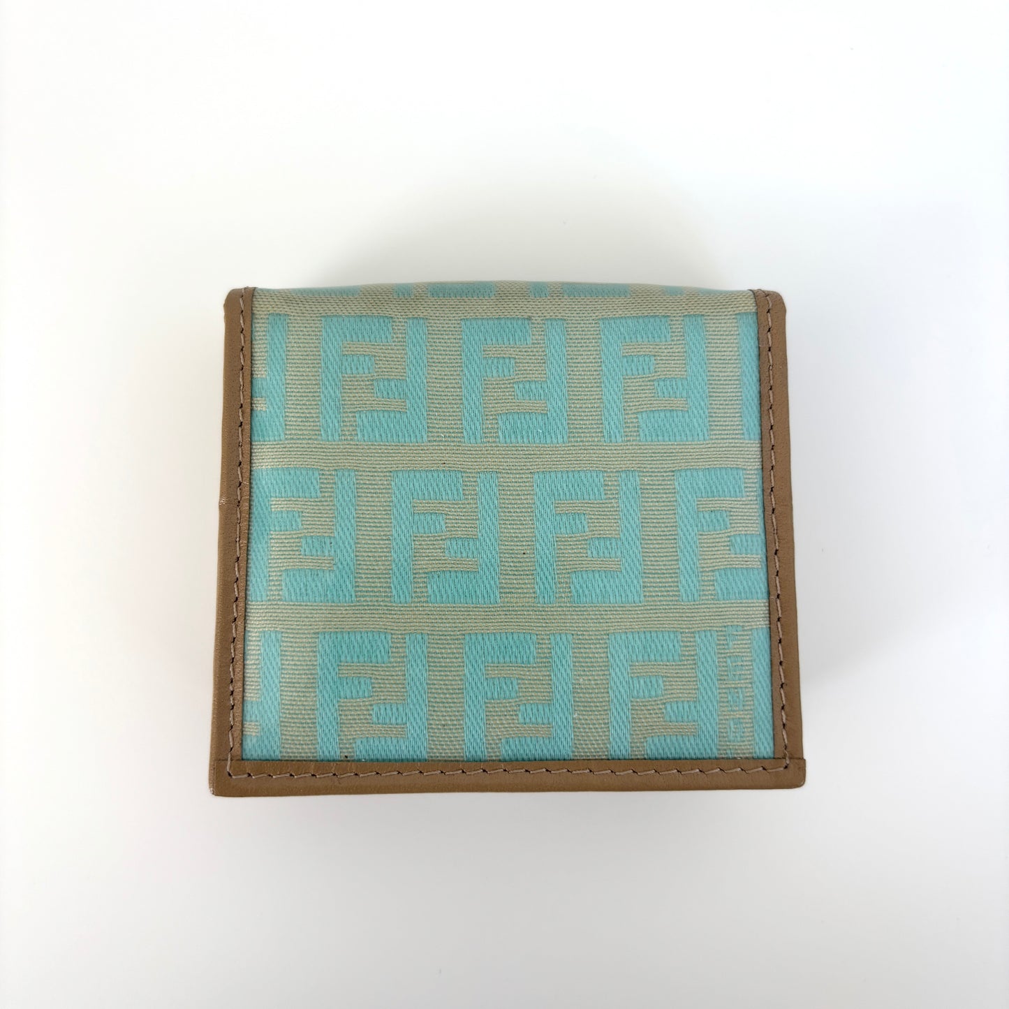 FENDI Zucchino Canvas Coin Purse Aqua