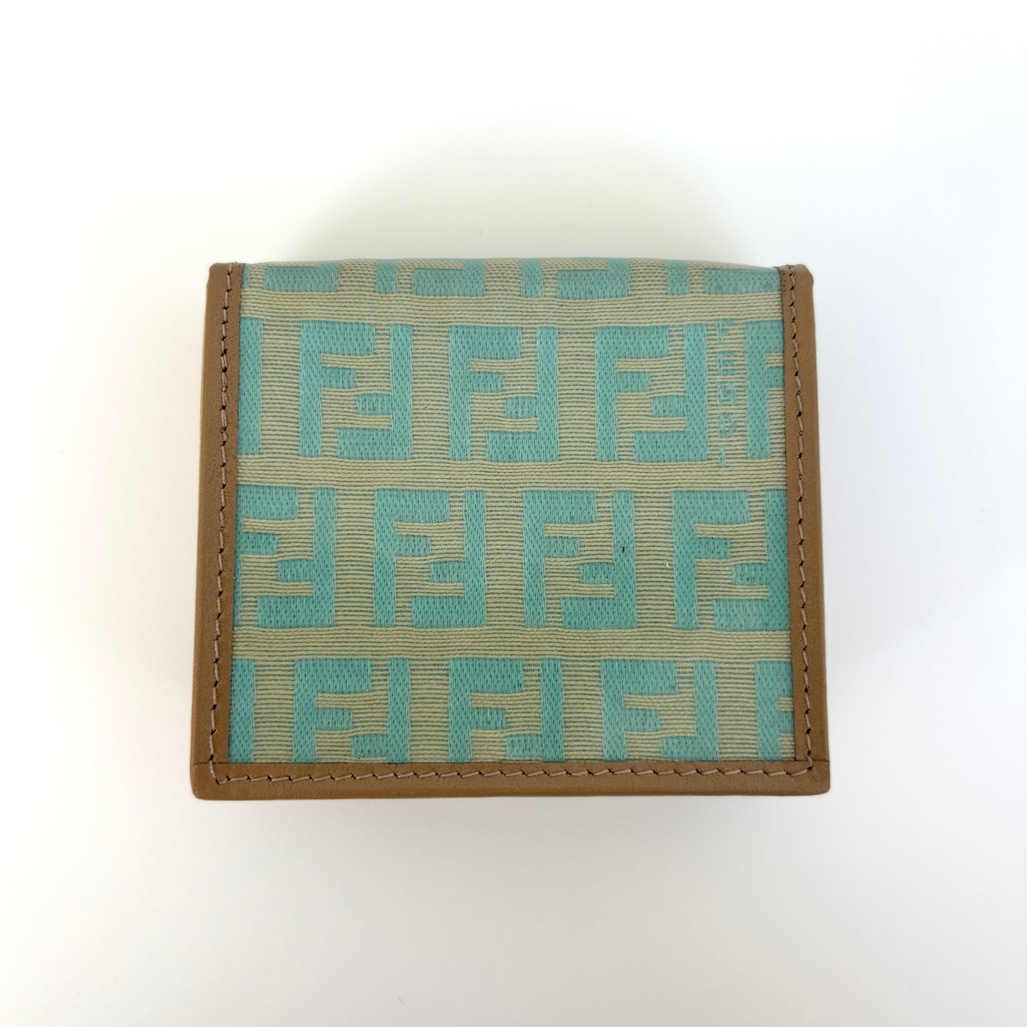 FENDI Zucchino Canvas Coin Purse Aqua
