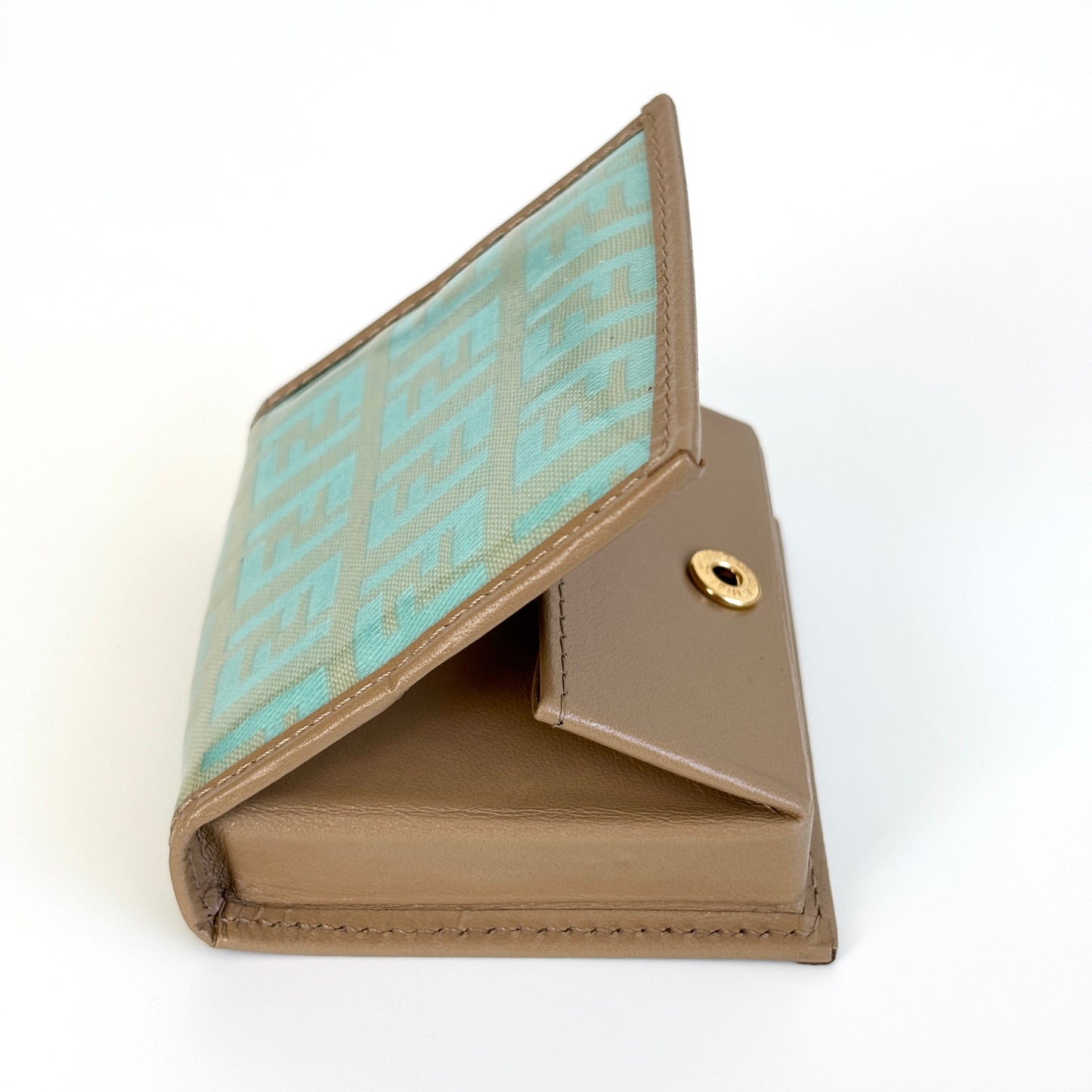 FENDI Zucchino Canvas Coin Purse Aqua