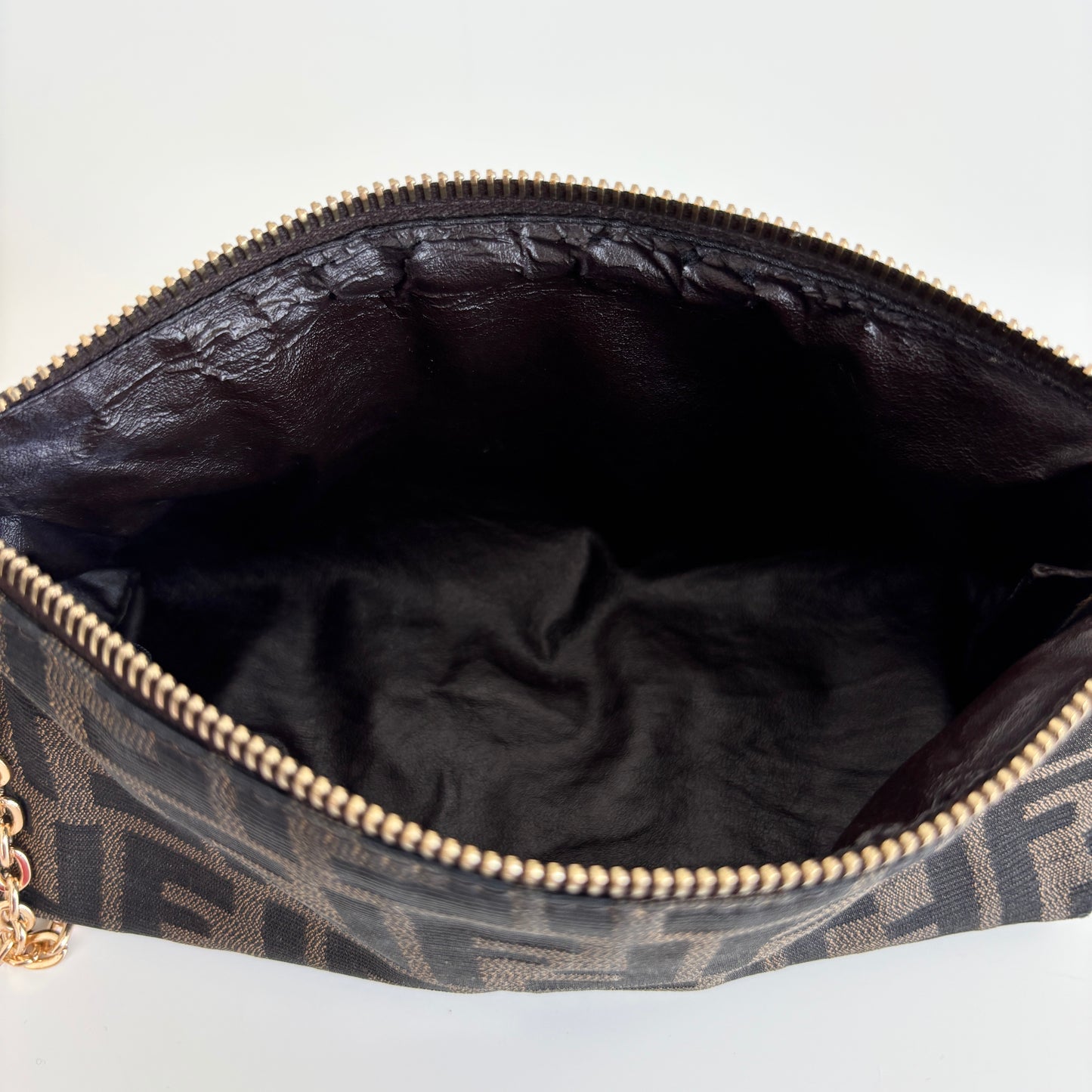 FENDI Zucca Canvas Pouch with Chain