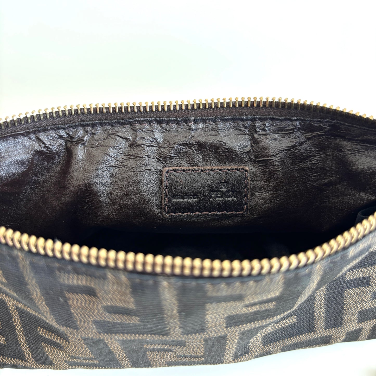 FENDI Zucca Canvas Pouch with Chain