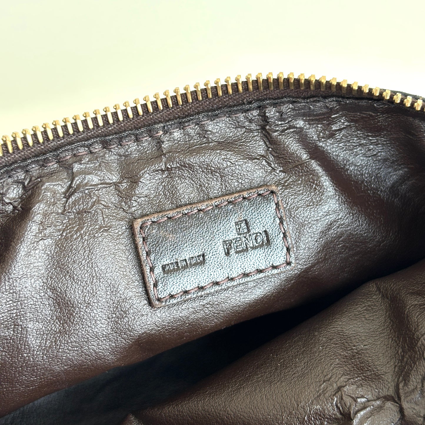 FENDI Zucca Canvas Pouch with Chain