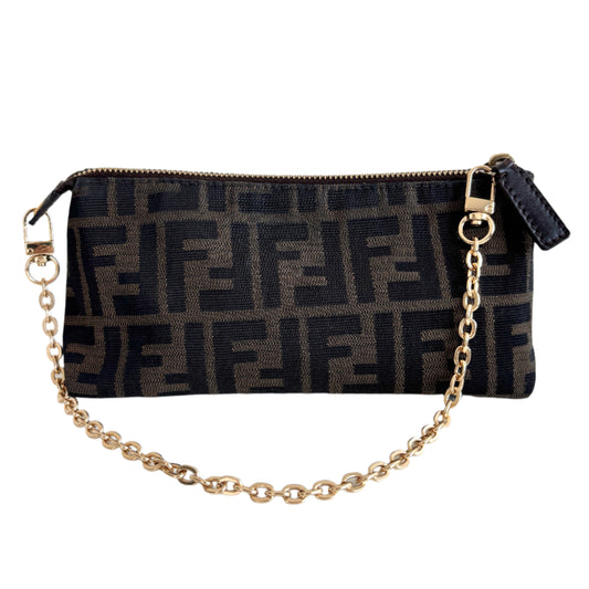 FENDI Zucca Canvas Pouch with Chain