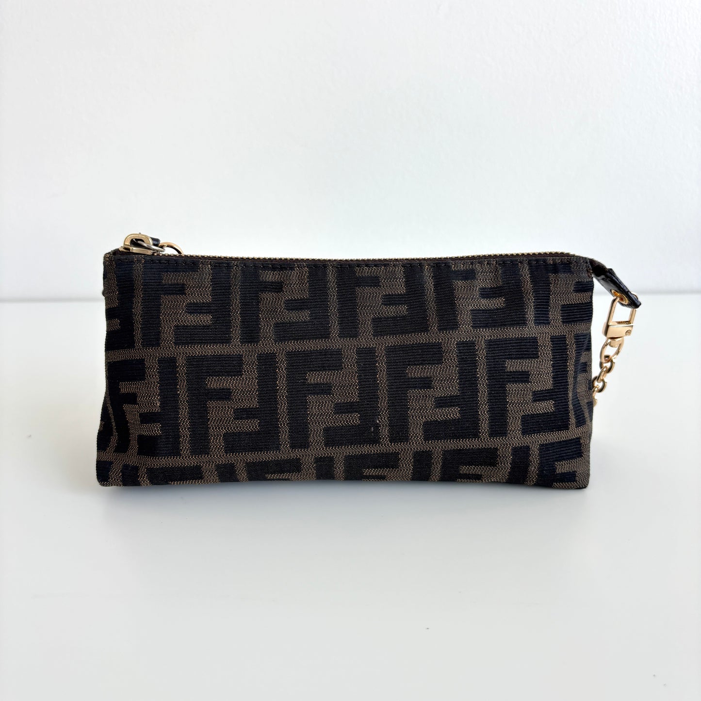 FENDI Zucca Canvas Pouch with Chain