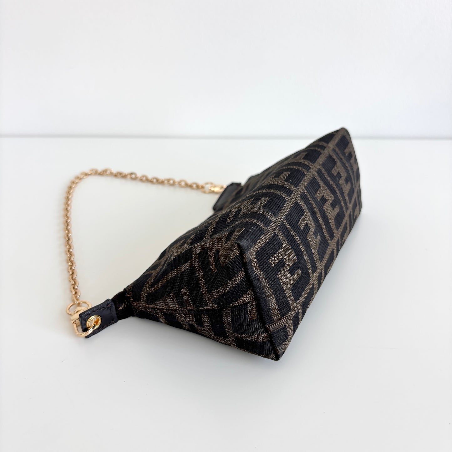FENDI Zucca Canvas Pouch with Chain