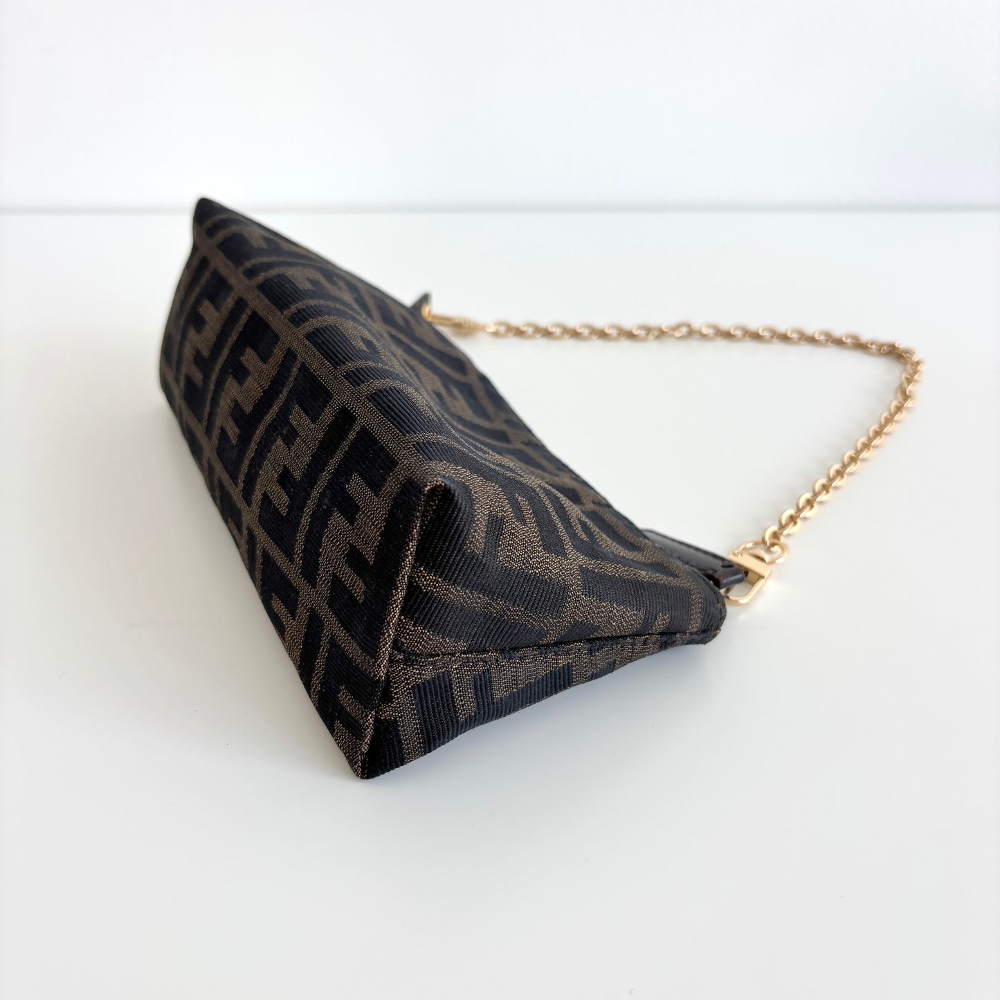 FENDI Zucca Canvas Pouch with Chain