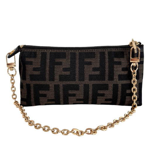 FENDI Zucca Canvas Mini Pouch with Chain
