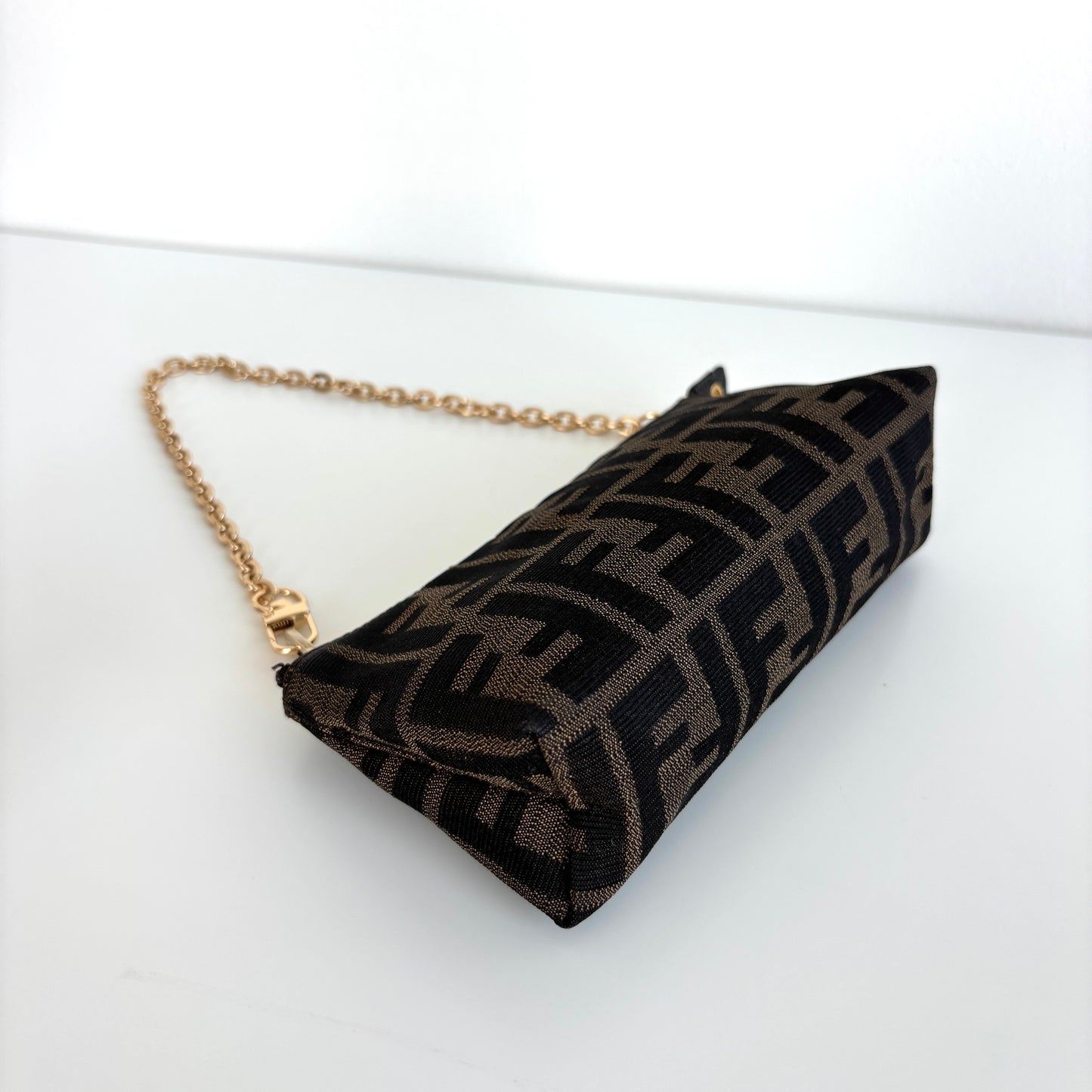 FENDI Zucca Canvas Mini Pouch with Chain