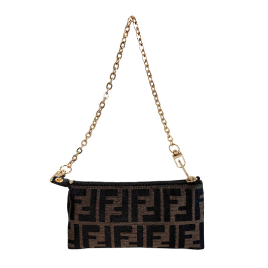 FENDI Zucca Canvas Mini Pouch with Chain