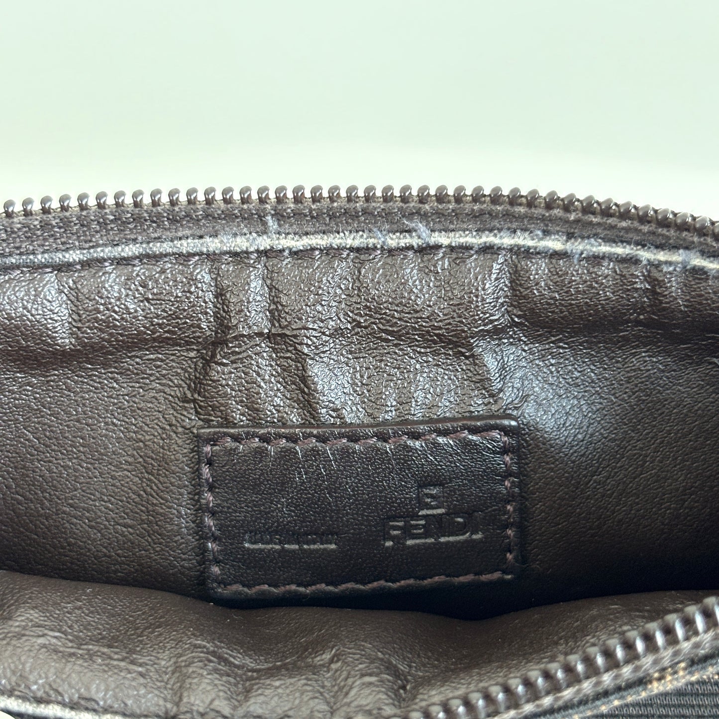 FENDI Zucca Canvas Mini Pouch with Chain