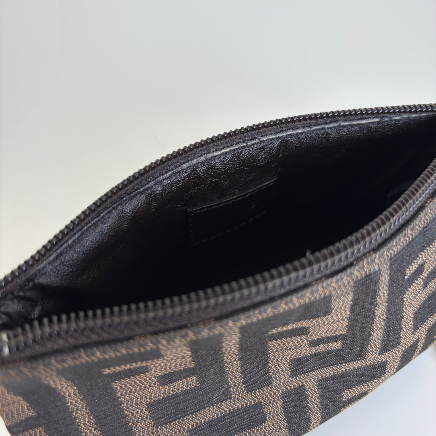 FENDI Zucca Canvas Mini Pouch with Chain