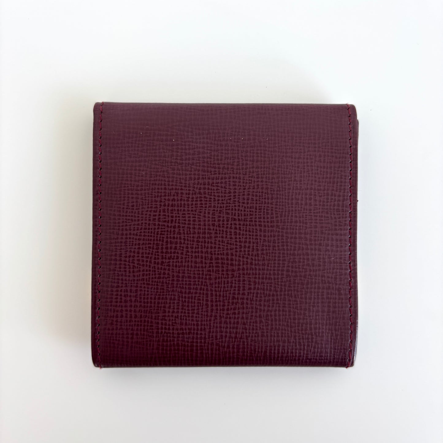 CARTIER Leather Coin Purse Square Burgundy