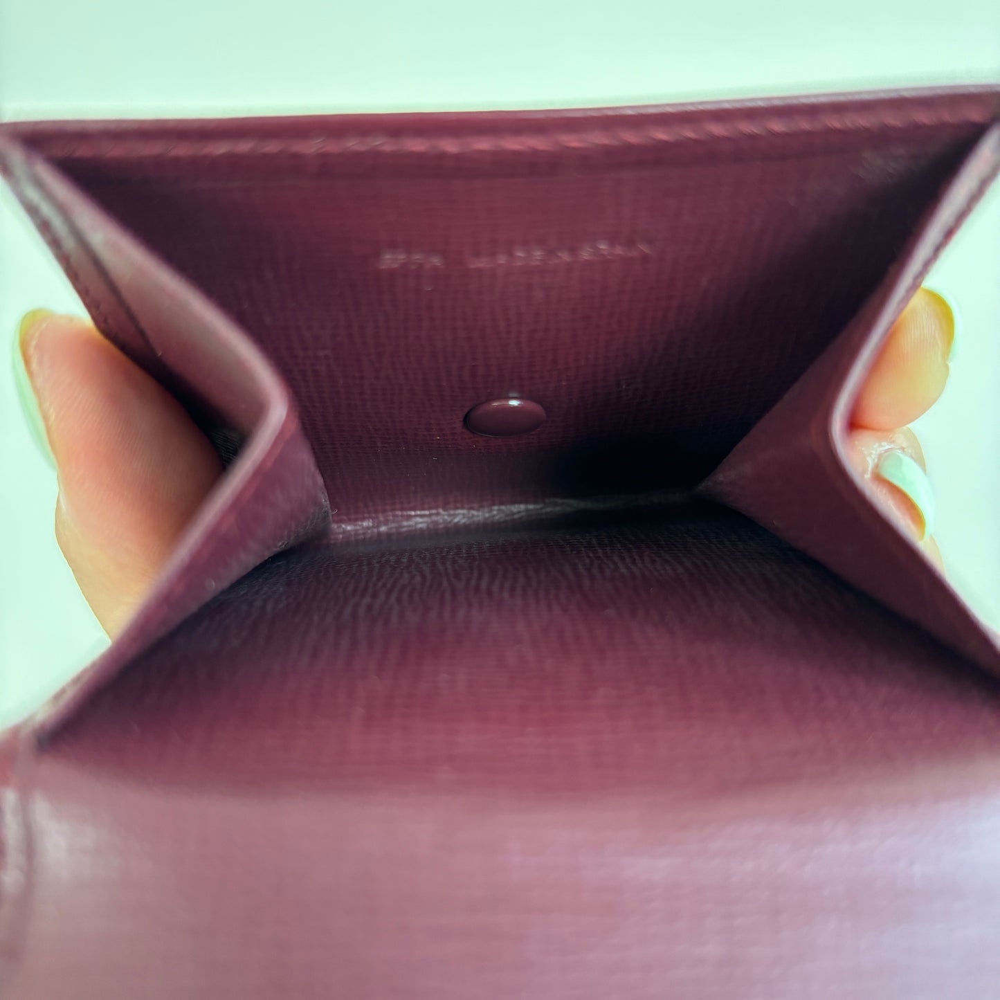CARTIER Leather Coin Purse Square Burgundy