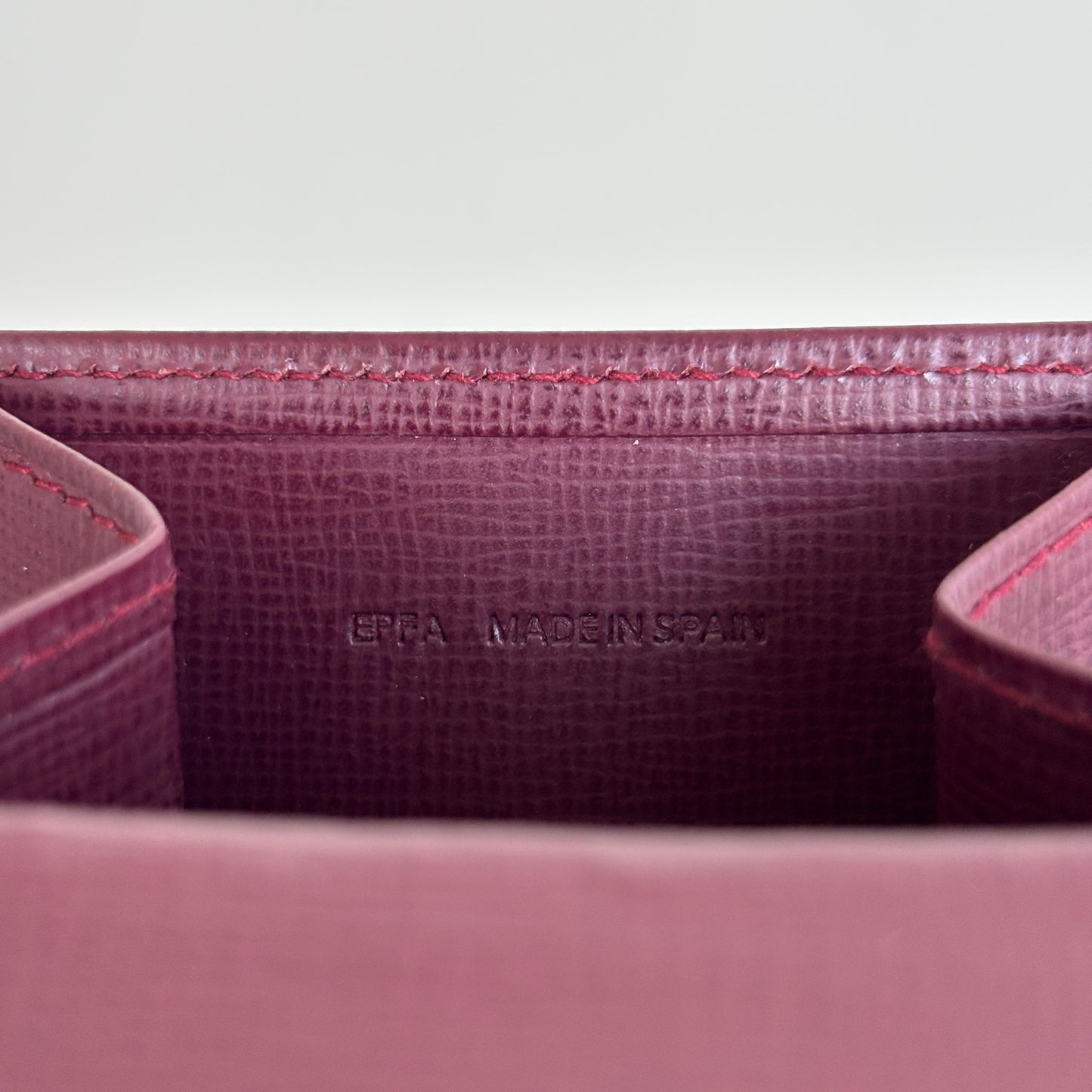 CARTIER Leather Coin Purse Square Burgundy