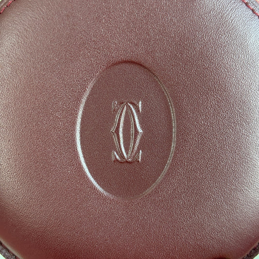 CARTIER Leather Coin Purse Round Burgundy