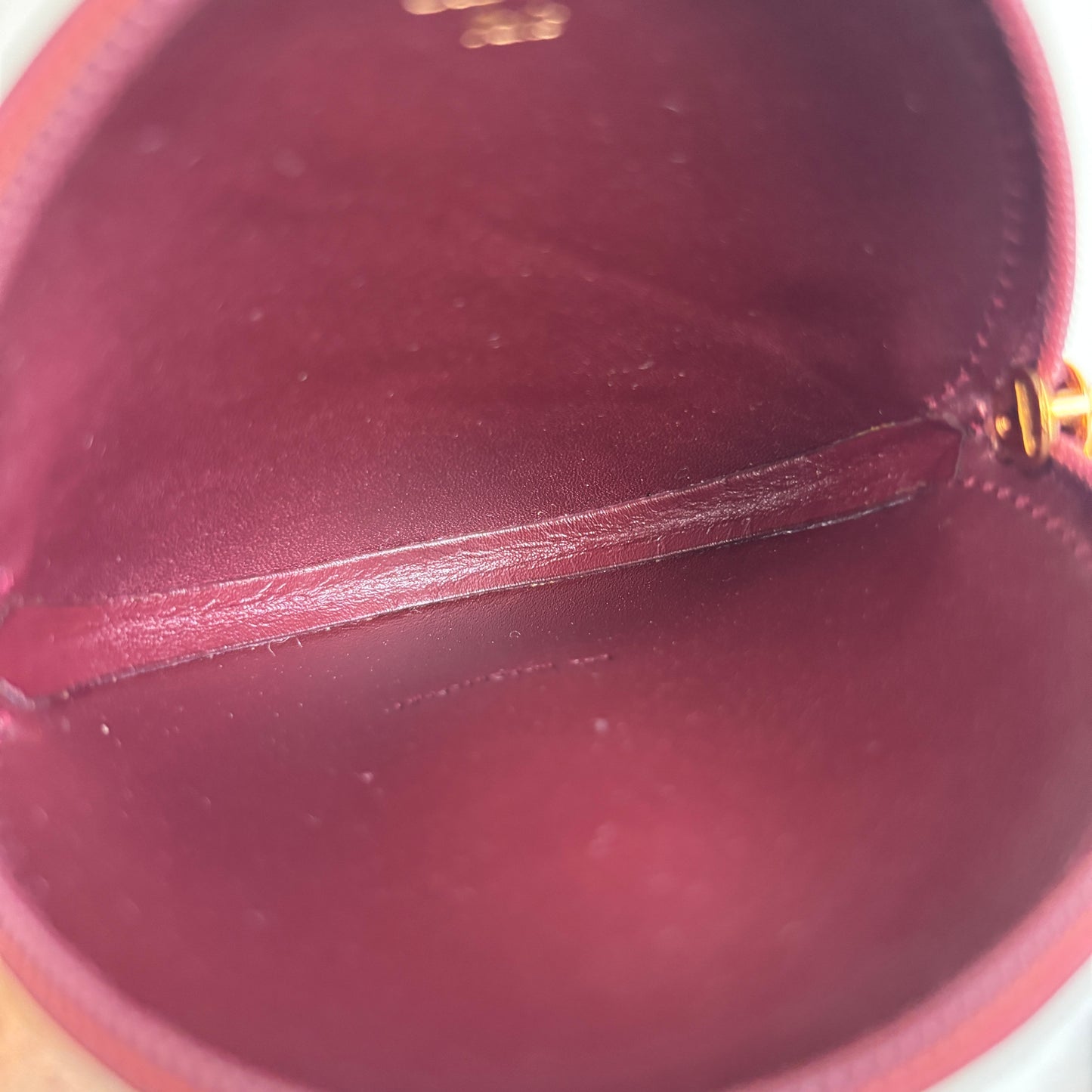 CARTIER Leather Coin Purse Round Burgundy